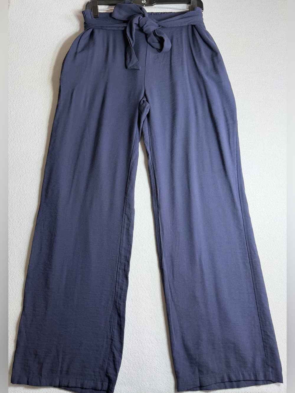 Ci Sono Pull On Straight Leg Pants L Women’s Navy Blue Strap Waist